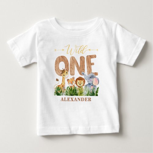 1st Birthday Wild One Jungle Baby T_shirt