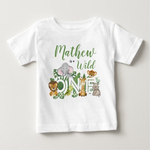 1st Birthday Wild One Jungle Safari Animals  Baby T_Shirt