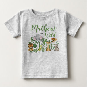 1st Birthday Wild One Jungle Safari Animals  Baby  T-Shirt
