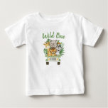 1st Birthday Wild One Jungle Safari Animals in car Baby T-Shirt