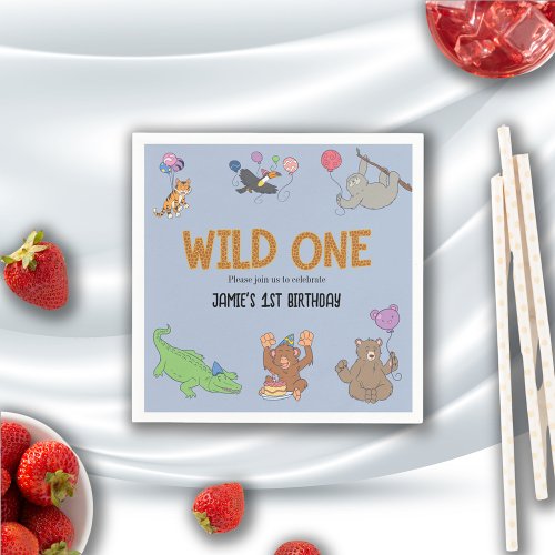 1st Birthday Wild One Jungle Safari Animals Napkins