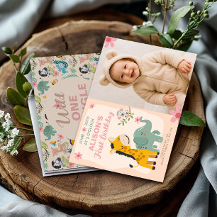 1st Birthday Wild One Party with Baby Photo Invitation
