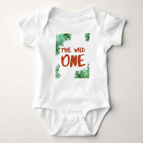 1st Birthday Wild One Tropical Leaves Watercolor Baby Bodysuit
