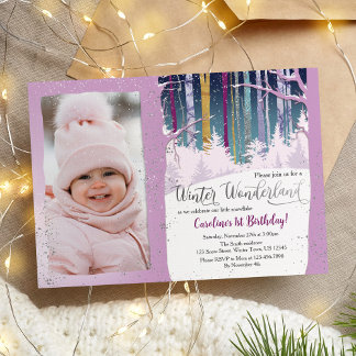 1st Birthday Winter Wonderland Photo Invitation