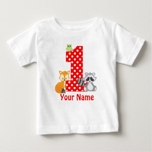 1st Birthday Woodland Personalized T_shirt