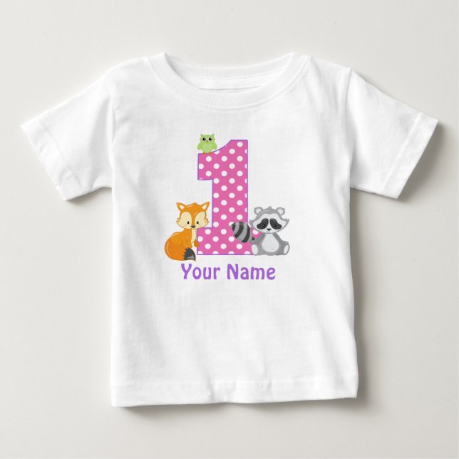1st Birthday Woodland Personalized T-shirt (Front)