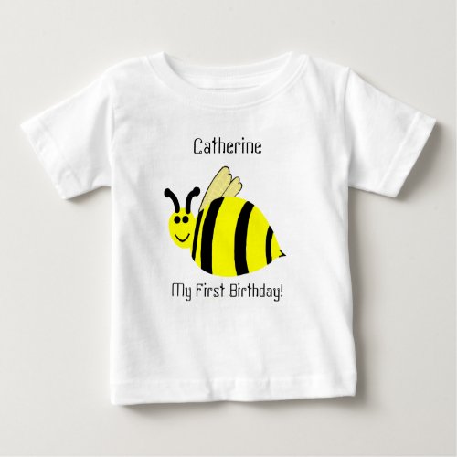 1st Birthday Yellow Bumble Bee Kids Shirt