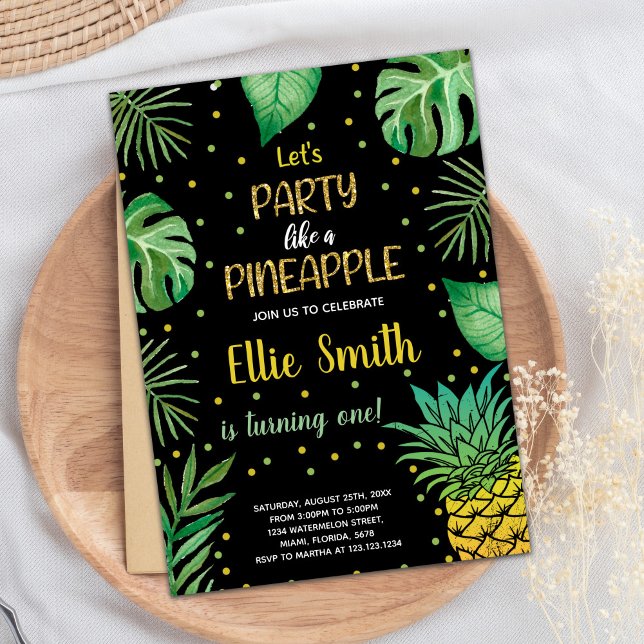 1st Black Green Pineapple Invitations (1st Black Green Pineapple Invitations)