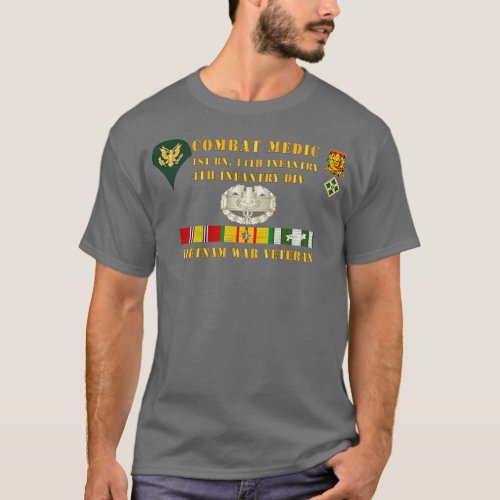 1st Bn 14th Inf 4th ID Combat Medic SP4 Vietnam Ve T_Shirt