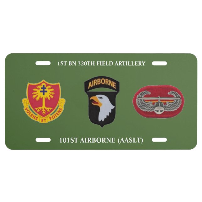 1ST BN 320TH FIELD ARTILLERY 101ST LICENSE PLATE (Front)