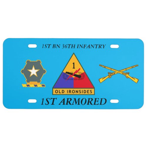 1ST BN 36TH INFANTRY 1ST ARMORED LICENSE PLATE