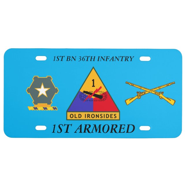 1ST BN 36TH INFANTRY 1ST ARMORED LICENSE PLATE (Front)