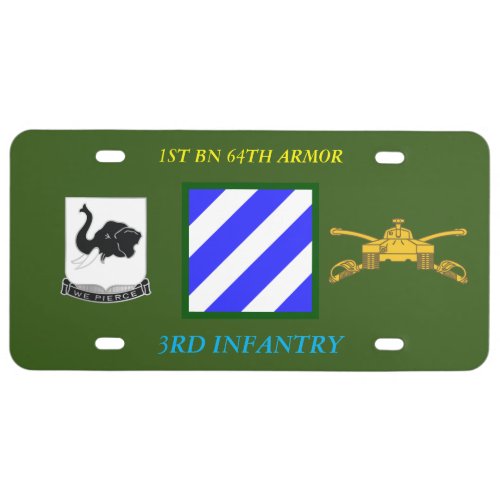 1ST BN 64TH ARMOR 3RD INFANTRY DIVISION LICENSE PLATE
