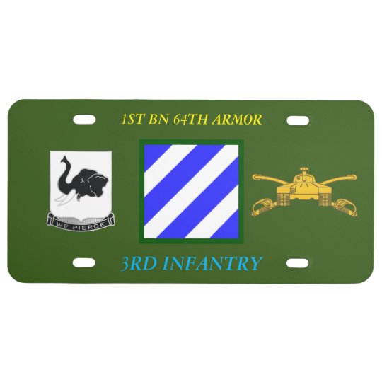 1ST BN 64TH ARMOR 3RD INFANTRY DIVISION LICENSE PLATE | Zazzle.com