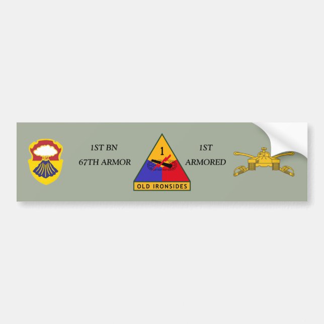 1ST BN 67TH ARMOR 1ST ARMORED BUMPER STICKER (Front)