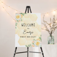 1st Bumble Bee Day Birthday Honey Floral Welcome P Foam Board