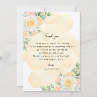 1st Bumble Bee Day Girls Birthday Honey Floral Thank You Card