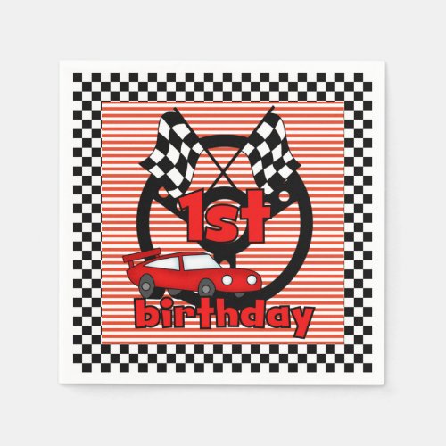 1st Car Racing Birthday Paper Napkins