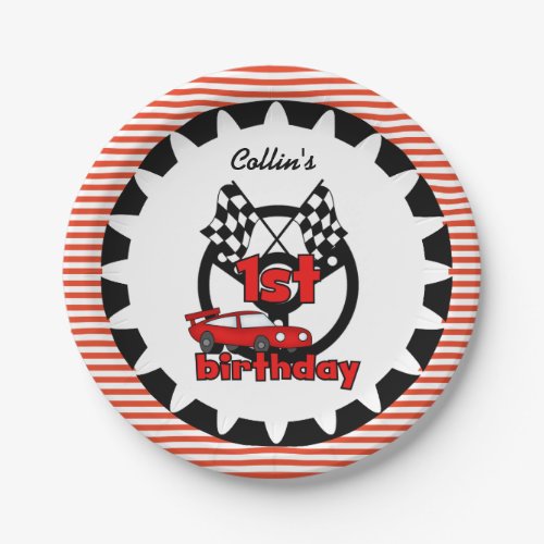 1st Car Racing Birthday Paper Plates