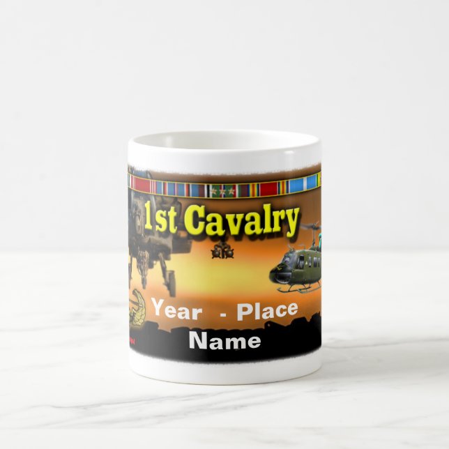 1st Cav- 11th Air Assualt, Year, Name, Coffee Mug (Center)