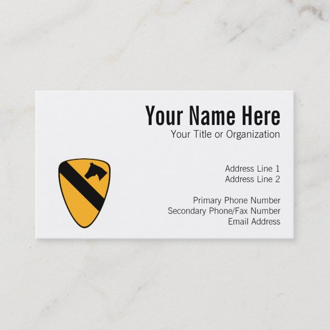 1st Cav Patch Business Card (Front)
