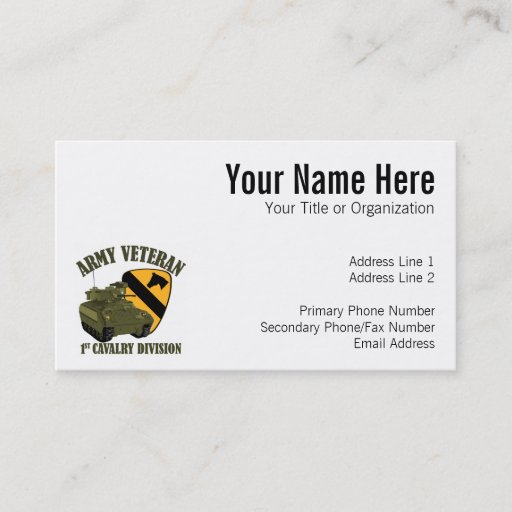 Customizable 1st Cav Vet - Bradley Business Card Template