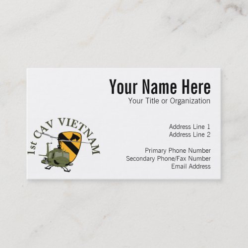 1st Cav Vietnam Business Card Template