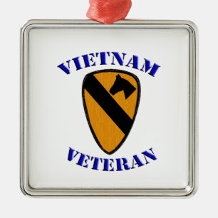 1st Cav Vietnam Veteran Metal Ornament