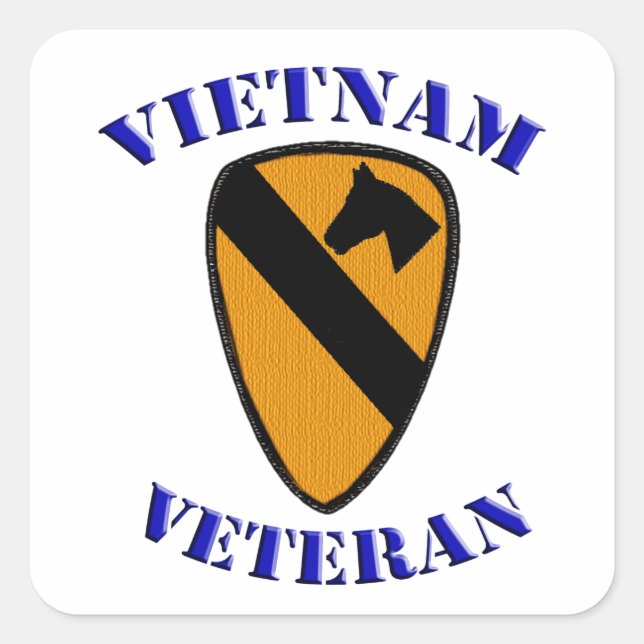 1st Cav Vietnam Veteran Square Sticker (Front)