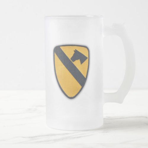 1st Cavalry Air Cav Airmobile Fort Hood Veterans Frosted Glass Beer Mug