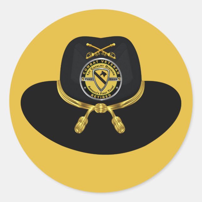 1st Cavalry Division 1st CAV Retired Classic Round Sticker (Front)