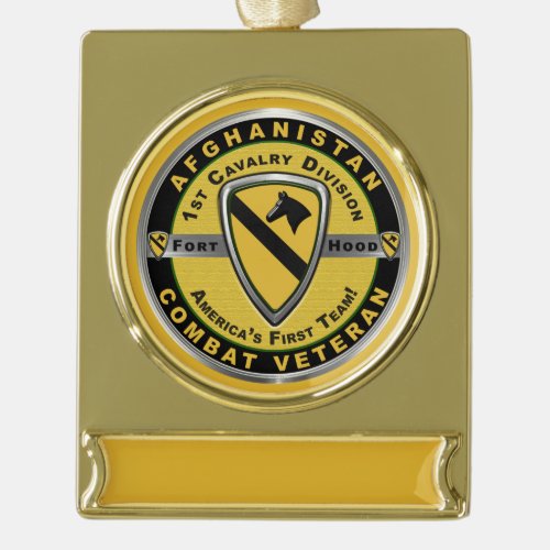 1st Cavalry Division Afghanistan Veteran Gold Plated Banner Ornament