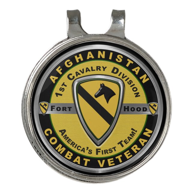 1st Cavalry Division Afghanistan Veteran  Golf Hat Clip (Front)