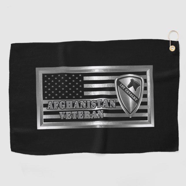 1st Cavalry Division  Afghanistan Veteran  Golf Towel (Horizontal)