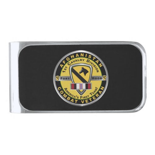 1st Cavalry Division Afghanistan Veteran Silver Finish Money Clip