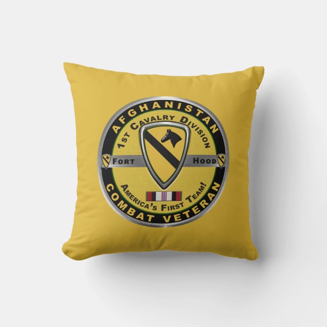 1st Cavalry Division Afghanistan Veteran Throw Pillow (Front)