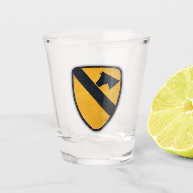 1st Cavalry Division airmobile fort Hood veterans Shot Glass (Front)