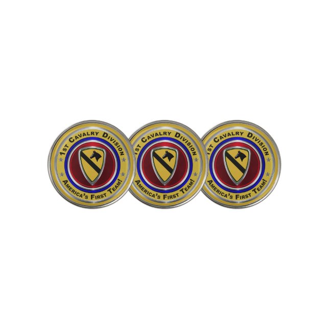 1st Cavalry Division - America’s First Team  Golf Ball Marker (3 Up)