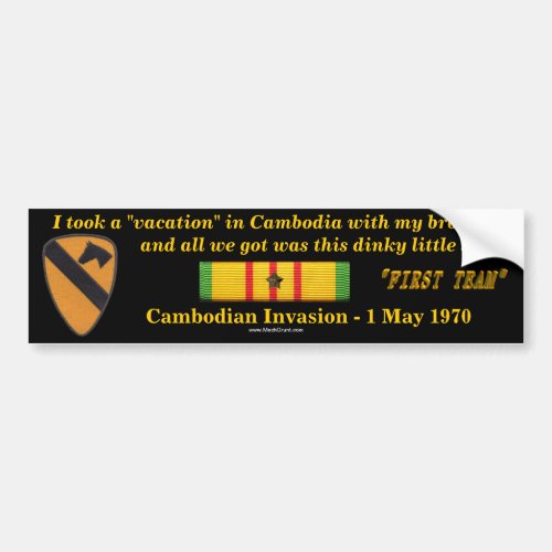 1st Cavalry Division Cambodian Vacation Bumper Sticker