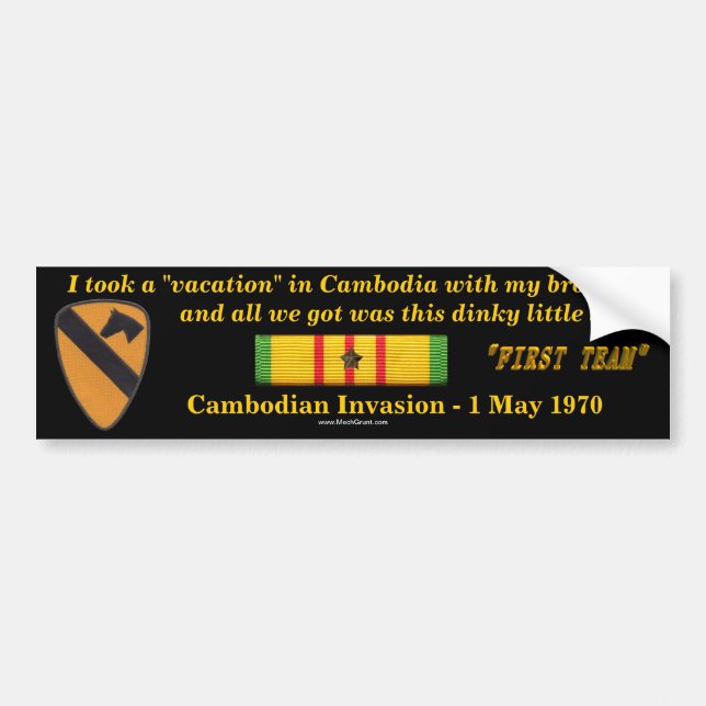 1st Cavalry Division Cambodian Vacation Bumper Sticker (Front)