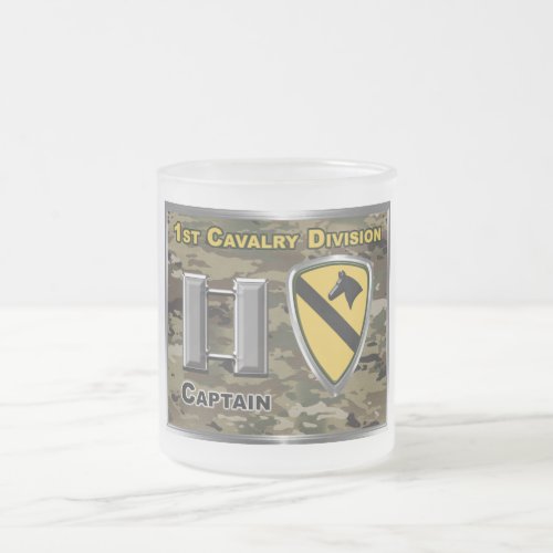 1st Cavalry Division Captain Frosted Glass Coffee Mug