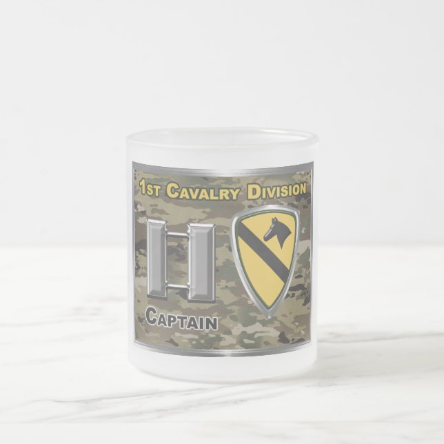 1st Cavalry Division Captain Frosted Glass Coffee Mug (Center)