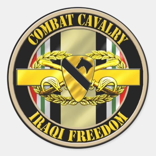 1st Cavalry Division Cavalry Scout OIF Classic Round Sticker