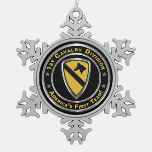 1st Cavalry Division Christmas  Snowflake Pewter Christmas Ornament