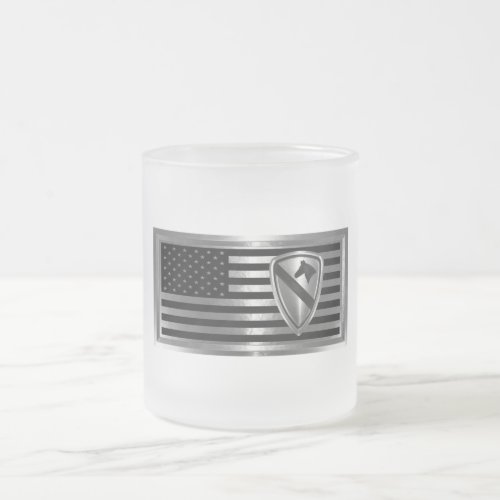 1st Cavalry Division Customized Flag Frosted Glass Coffee Mug