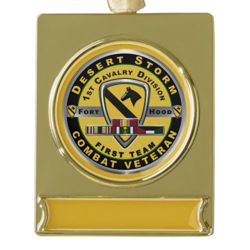 1st Cavalry Division Desert Storm Veteran  Gold Plated Banner Ornament