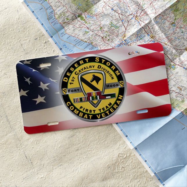 1st Cavalry Division Desert Storm Veteran License Plate (In Situ)