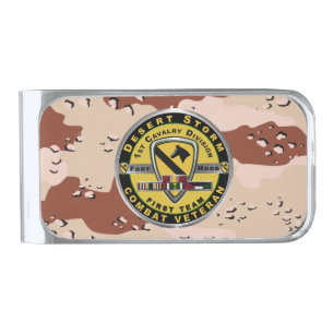 1st Cavalry Division Desert Storm Veteran Silver Finish Money Clip