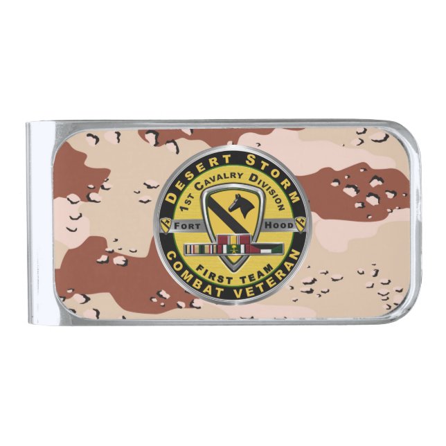 1st Cavalry Division Desert Storm Veteran Silver Finish Money Clip (Front)