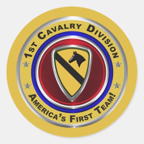 1st Cavalry Division First Team Classic Round Sticker